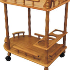 HomeRoots Wood Oak Finish Rolling Wine Bar Cart