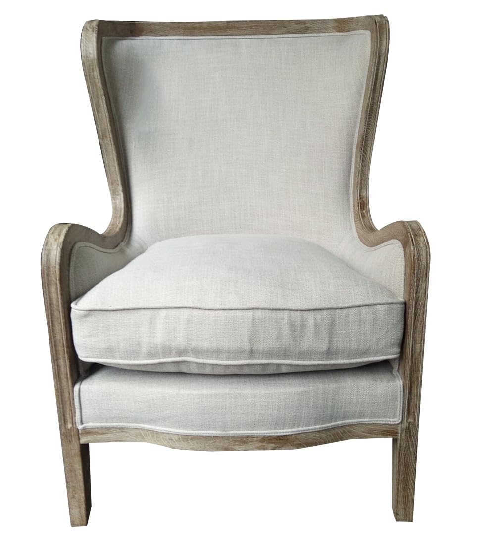 HomeRoots 488564 41 x 28 x 32 in. Ivory Taupe Linen Solid Color Lounge Chair