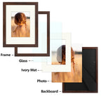 Golden State Art, 9X12 Picture Frame With Mat For 6X8 - High Definition Glass Wall Mounting Horizontal Vertical Display (Brown,