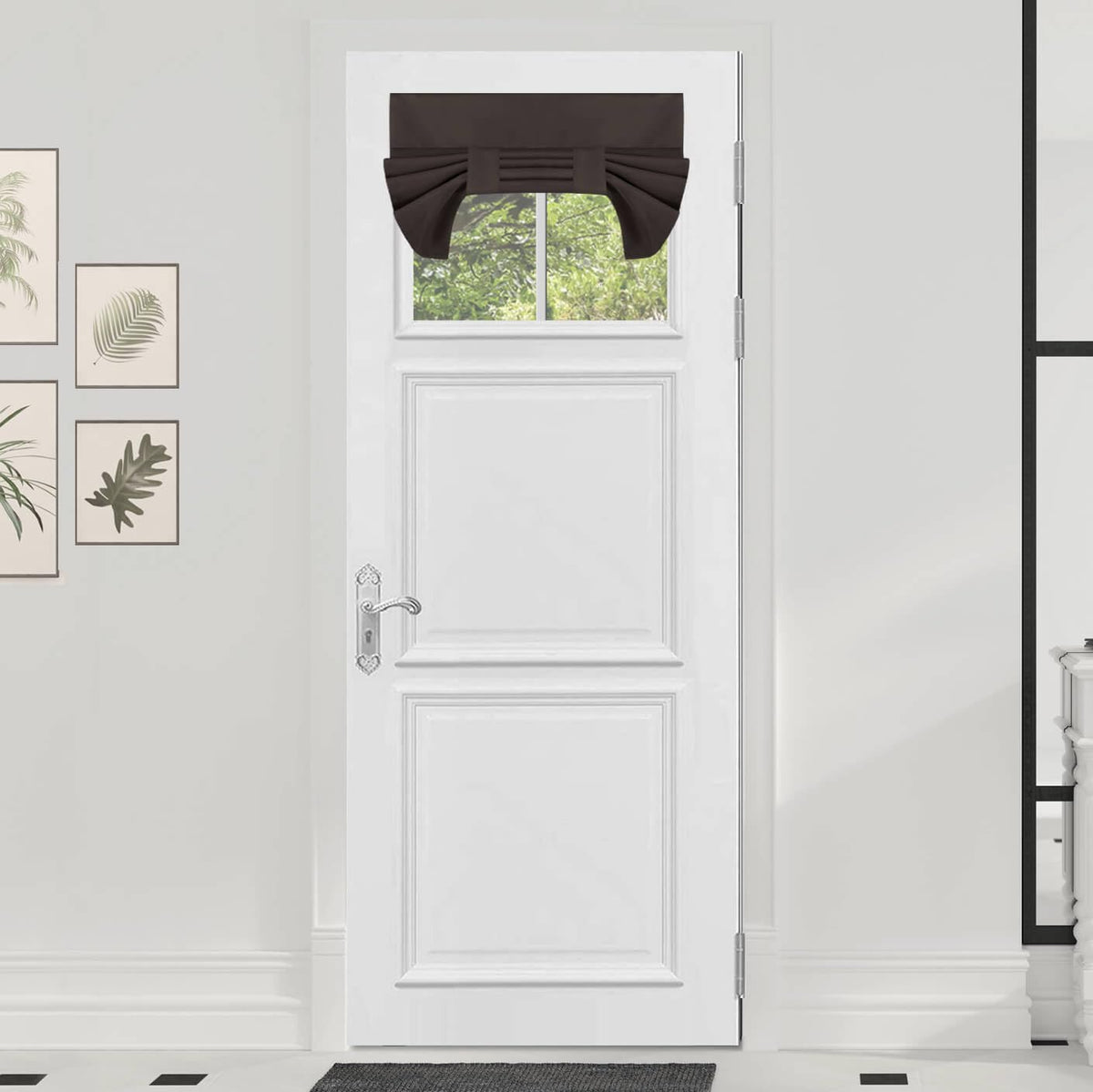 Outdoorlines Blackout French Door Curtains, Privacy Thermal Insulated Tie Up Glass Shades, Easy To Install Tricia Window Shade, Front Door Curtain, W26 X L20 Inch, Dark Brown, 1 Panel