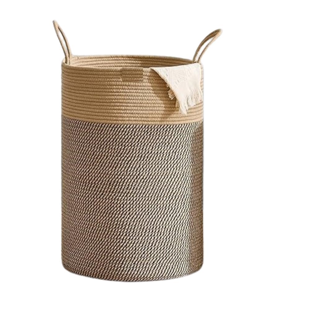 ZOYAFAB Rope Hamper Storage Cotton Large Basket for Living Room, Laundry Room, Cloths, Basket for Nursery Storage and Laundry Ba
