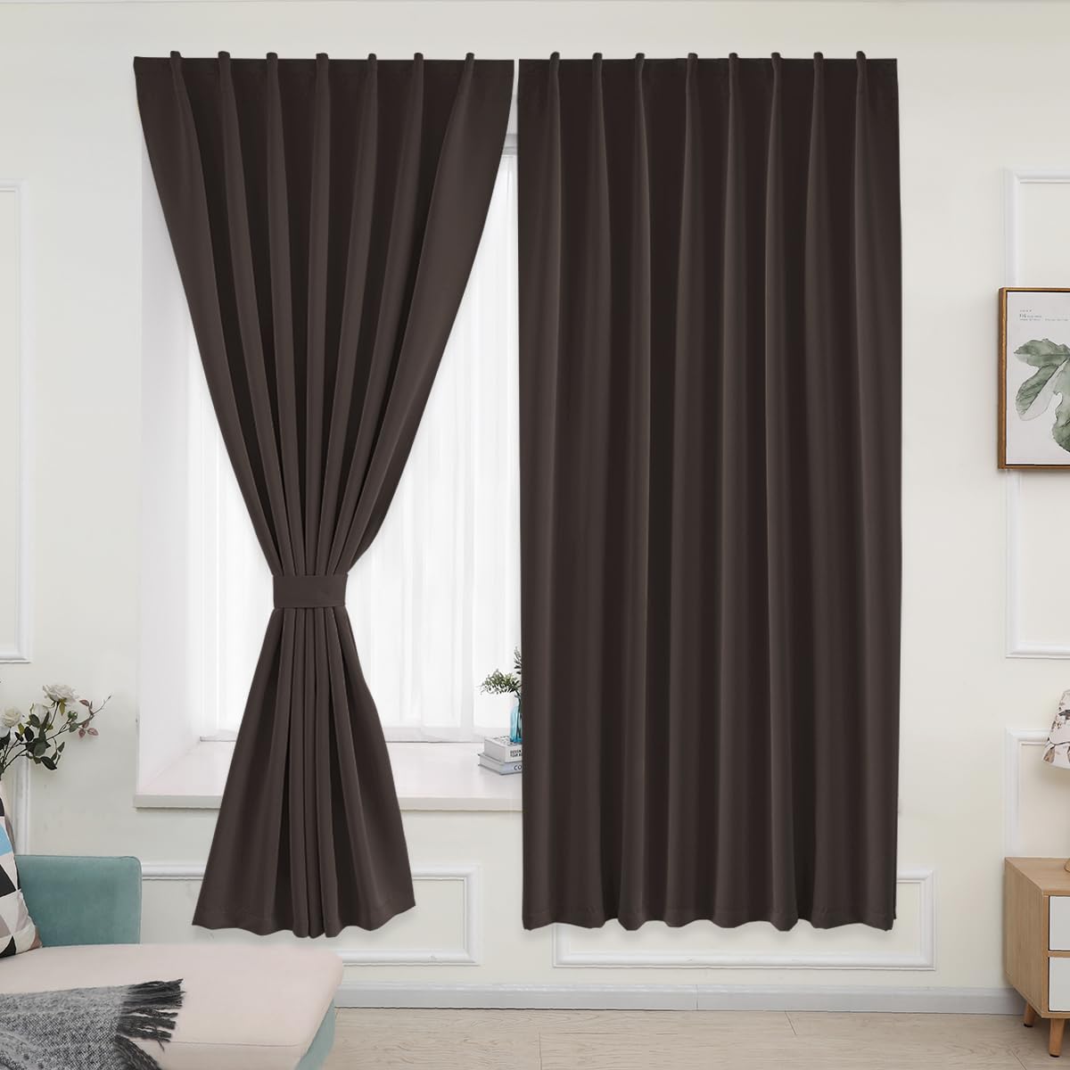 Muamar Blackout Curtains Privacy Curtains 84 Inch Length Window Curtains,Easy Install Thermal Insulated Window Shades, Stick Cur