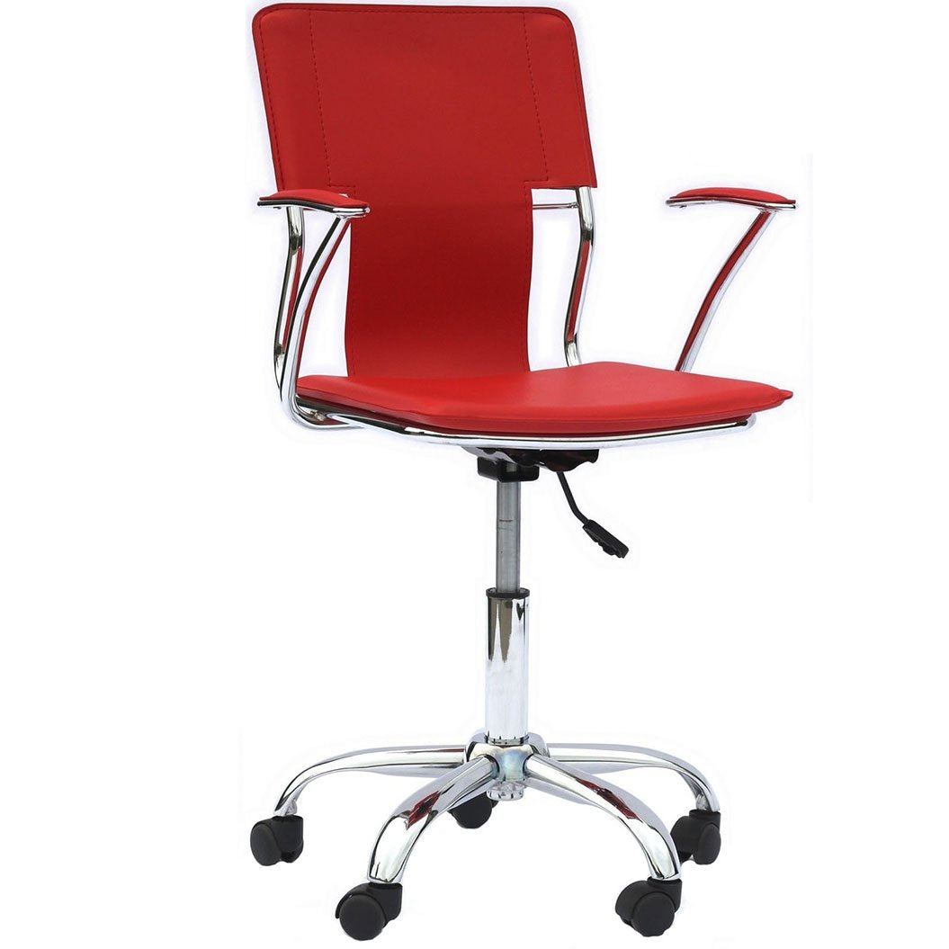 Modway Studio Faux Leather Swivel Task Office Chair in Red