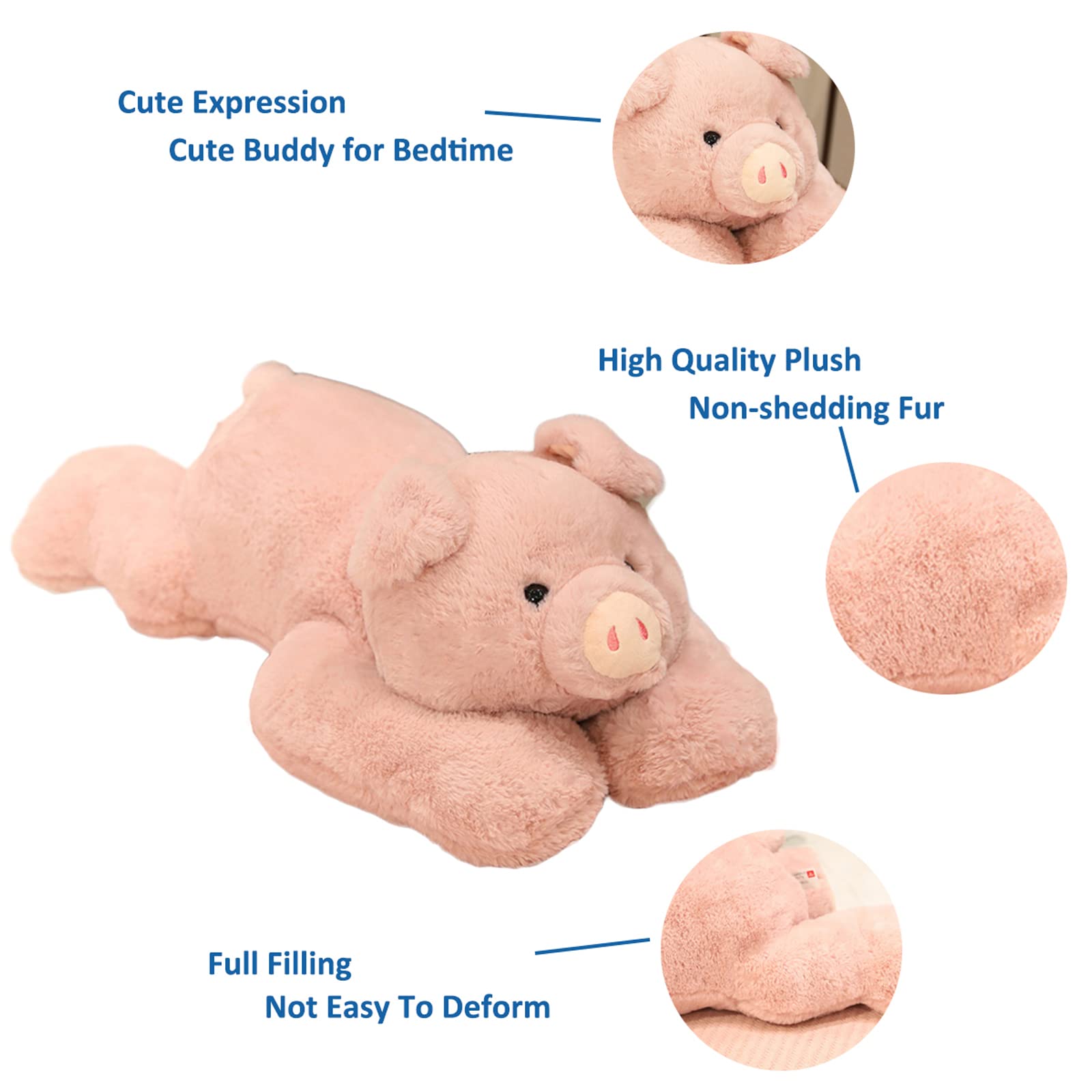 Doireum Weighted Stuffed Animals, 3.3 Lbs Weighted Pig Stuffed Animal Toy Pig Weighted Plush Animals Throw Pillow Gifts For Boys