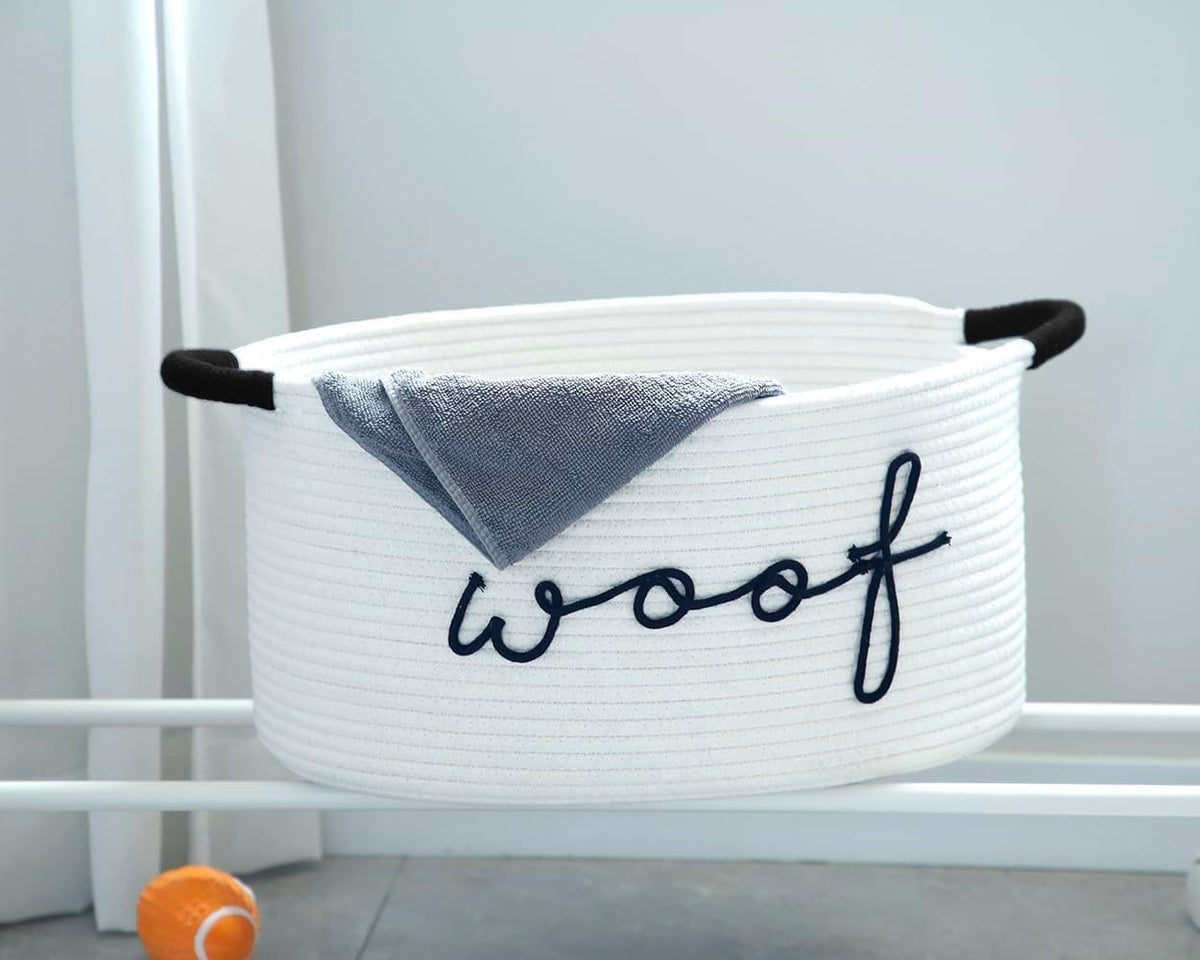 Mrxxjz Triangle Woven Pet Toy Storage Bin with Carry Handle