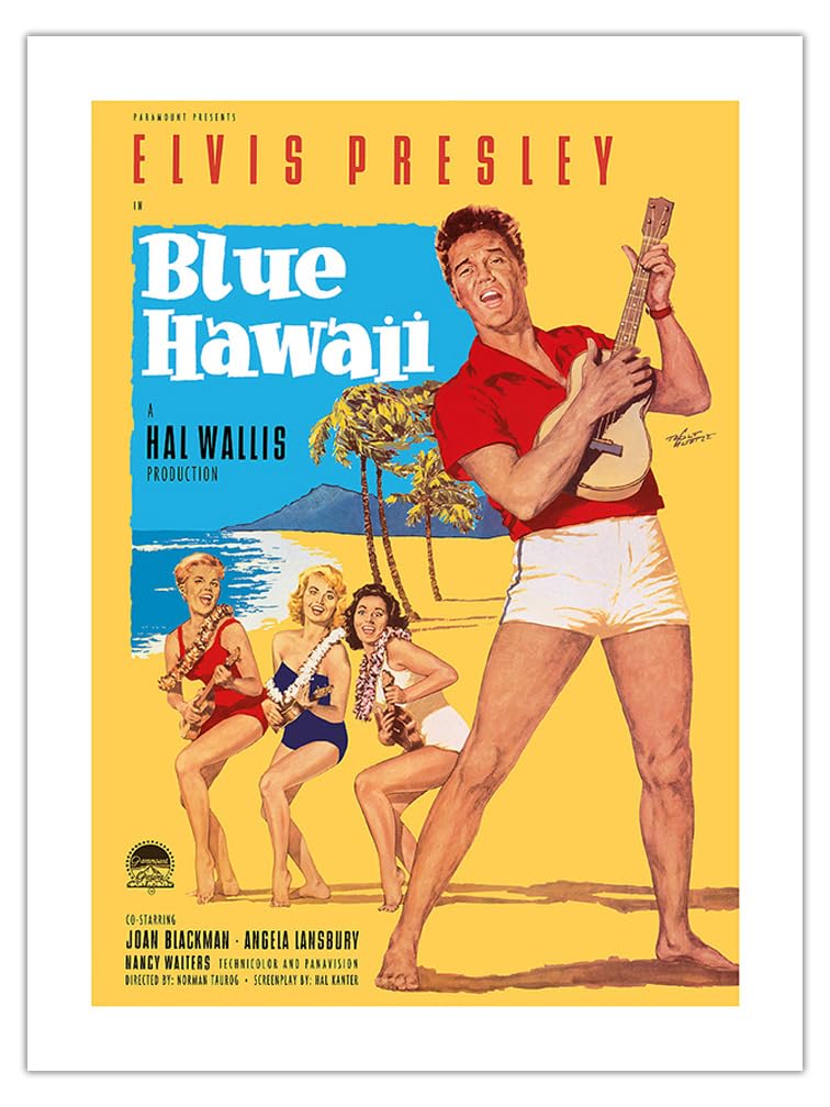 Elvis Presley in Blue Hawaii - Vintage Film Movie Poster by Rolf Goetze c.1961 - Fine Art Matte Paper Print (Unframed) 18x24in