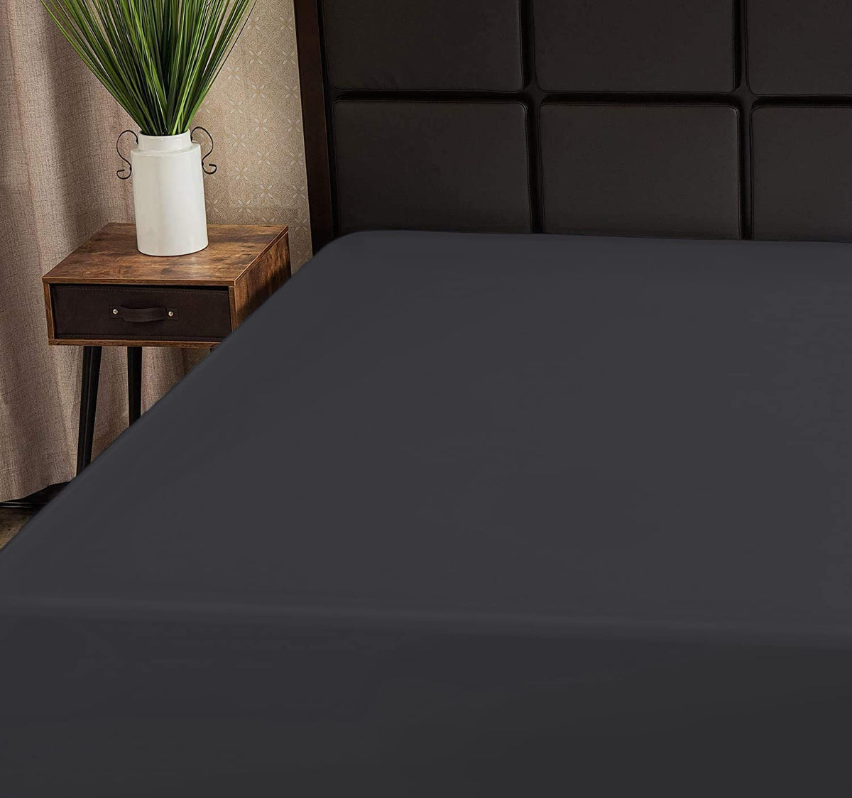 Superity Fitted Sheet Queen Dark Grey - 100% Cotton Cool And Breathable Fabric - Protects Mattress From Dirt, Dust & Dander, Mac