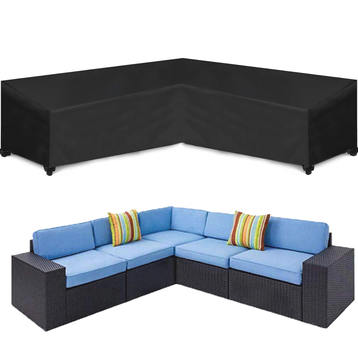 Oslimea Patio V-Shaped Sectional Sofa Cover 85' X 85' Waterproof Outdoor Sectional Furniture Cover Patio Furniture Cover Garden Couch Protector, Lawn Patio Furniture Cover For Deck, Lawn And Backyard