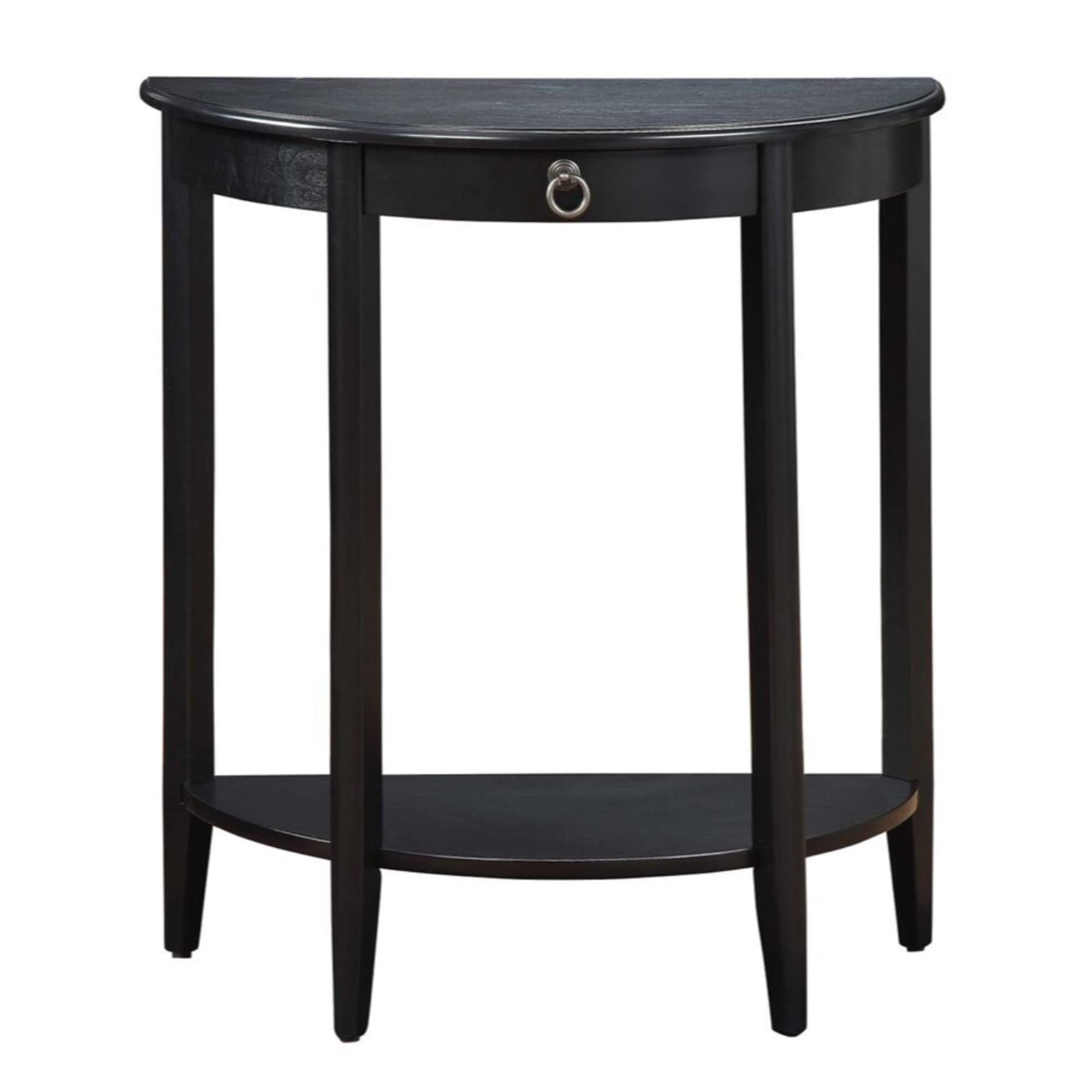 Benjara, Black Benzara Wooden Half Moon Shaped Console Table With One Storage Drawer
