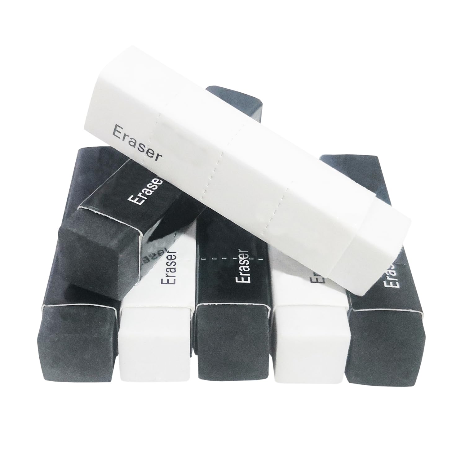 White and Black Erasers 7 Pack Pencil Erasers Cuboid Erasers for Kids Bulk for Students School Supplies Office Prize Gifts (Whit