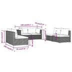vidaXL Patio Lounge Set (6 Piece) - Made of Poly Rattan in Black, Cushions Included - Modular Design, Sturdy Steel Frame, Water-Resistant