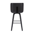 Armen Living Tyler Mid Century Modern Swivel Bar Stool For Kitchen Island Counter In Gray Faux Leather And Black Wood, 30' Seat Height