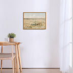 Roslynity Framed Canvas Wall Art Vintage Print Oil Paintings Meadow Landscape Summer Country Soft Green Pastel Retro Aesthetic A