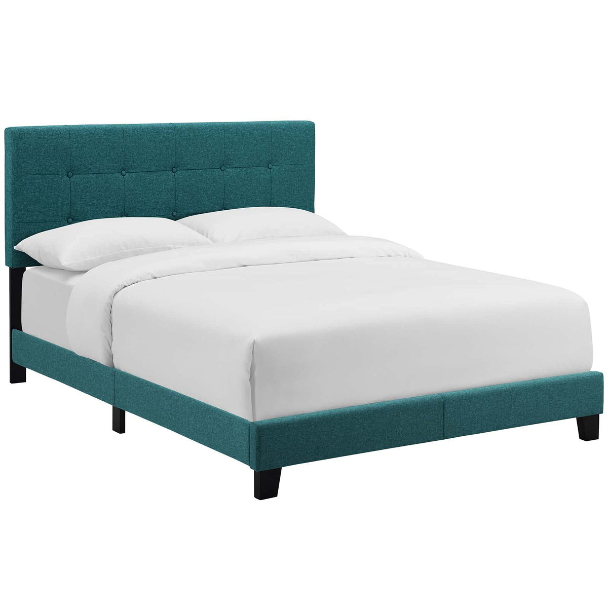 Modway Amira Tufted Fabric Upholstered Twin Bed Frame With Headboard In Teal