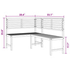 vidaXL Patio Corner Bench, Outdoor Wooden Bench for Garden Park Potting Picnic, Solid Acacia Wood, Easy Assembly, 39.4" x 55.1" x 35.8" Grey