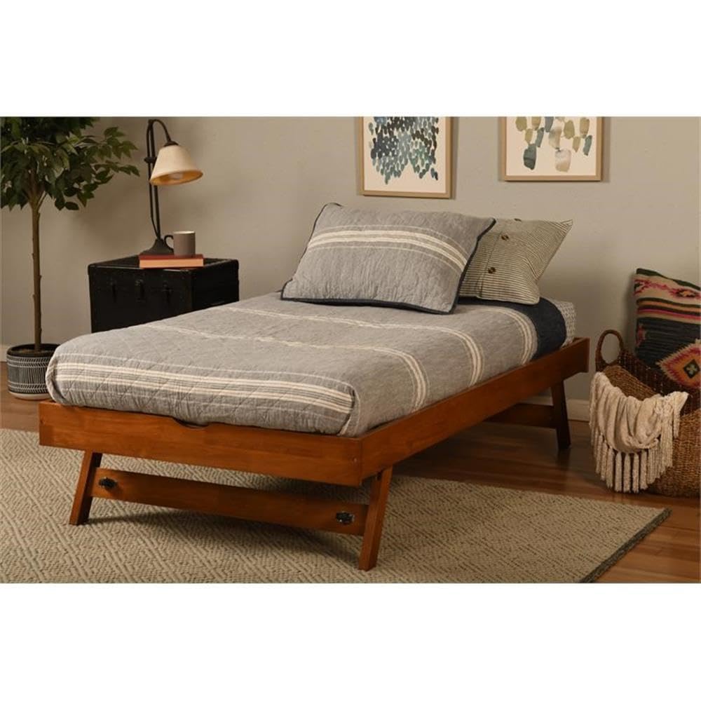 Kodiak Furniture Boho Wood Pop Up Bed with Brown Frame-Mattress Not Included