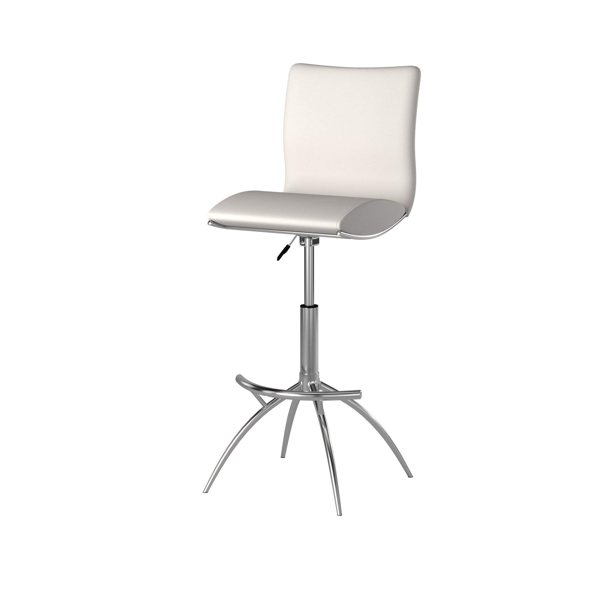 Neos Modern Furniture Set of 2 Height Adjustable Swivel Leatherette Bar Stool with Cushion and Gas Lift, White