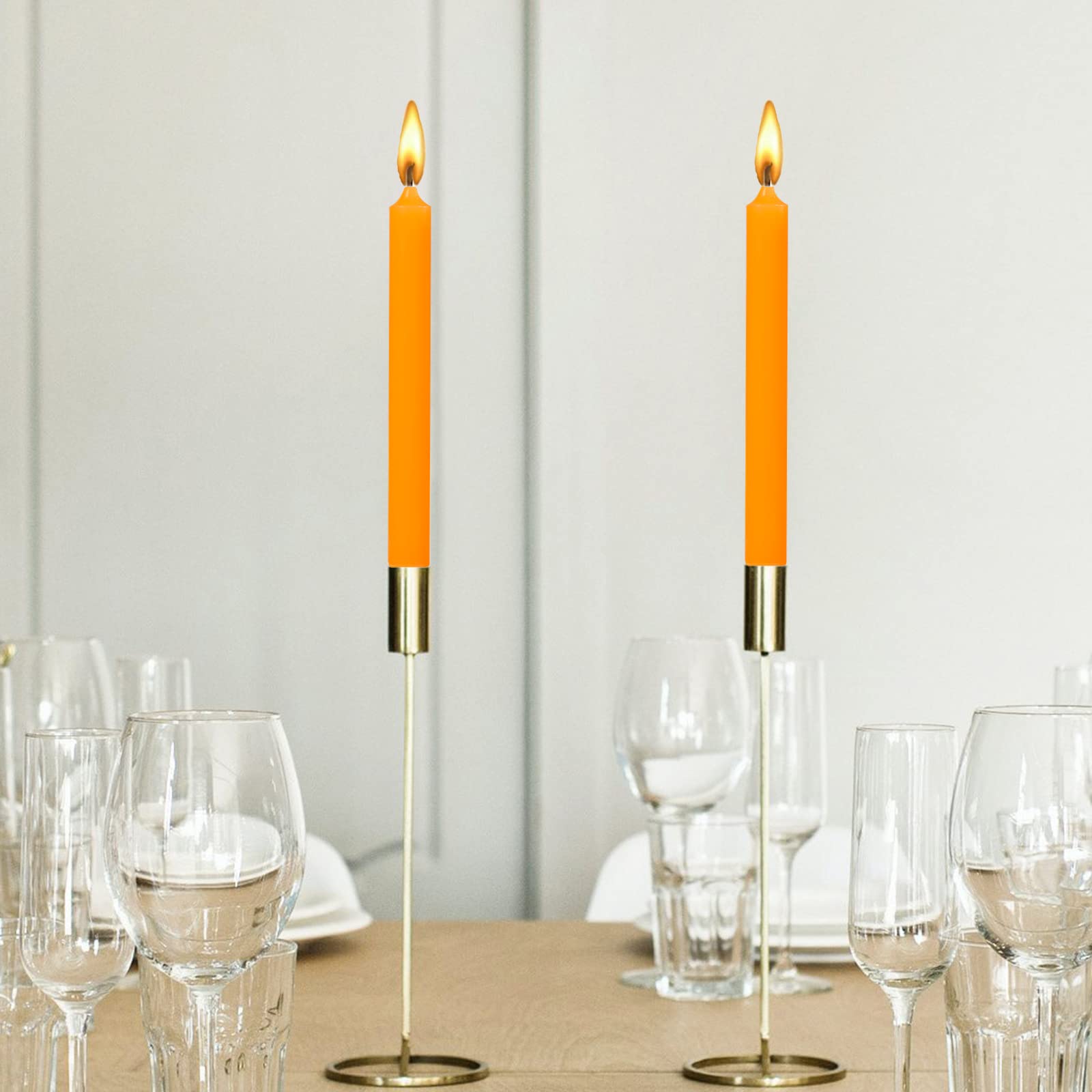 10 Inch Orange Taper Candles-Set Of 4 Tapered Candle -Dripless And Smokeless,Tall Candlesticks, Home Dinner, Party, Wedding, Hal