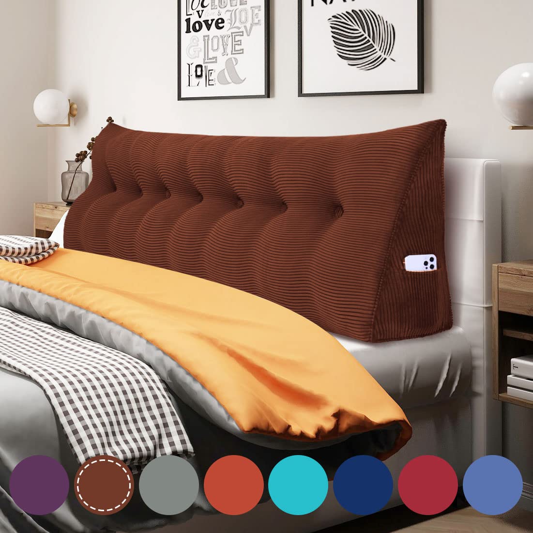 Wowmax Wedge Body Positioners Pillow Reading Bedrest Pillows Large Bolster Headboard Back Support Lumbar Cushion For Daybed With