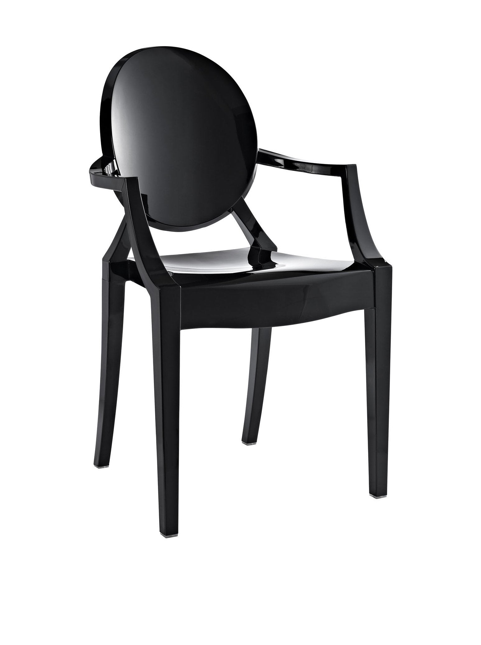 Modway Casper Modern Acrylic Stacking Kitchen and Dining Room Arm Chair in Black - Fully Assembled