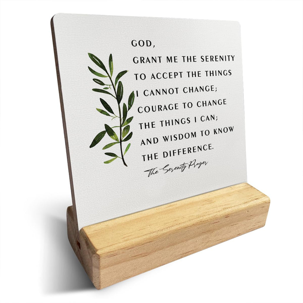 Inspirational Quote Country the Serenity Prayer Wooden Plaque Sign Desk Decor Rustic Christian Desk Sign Decor for Home Office 4