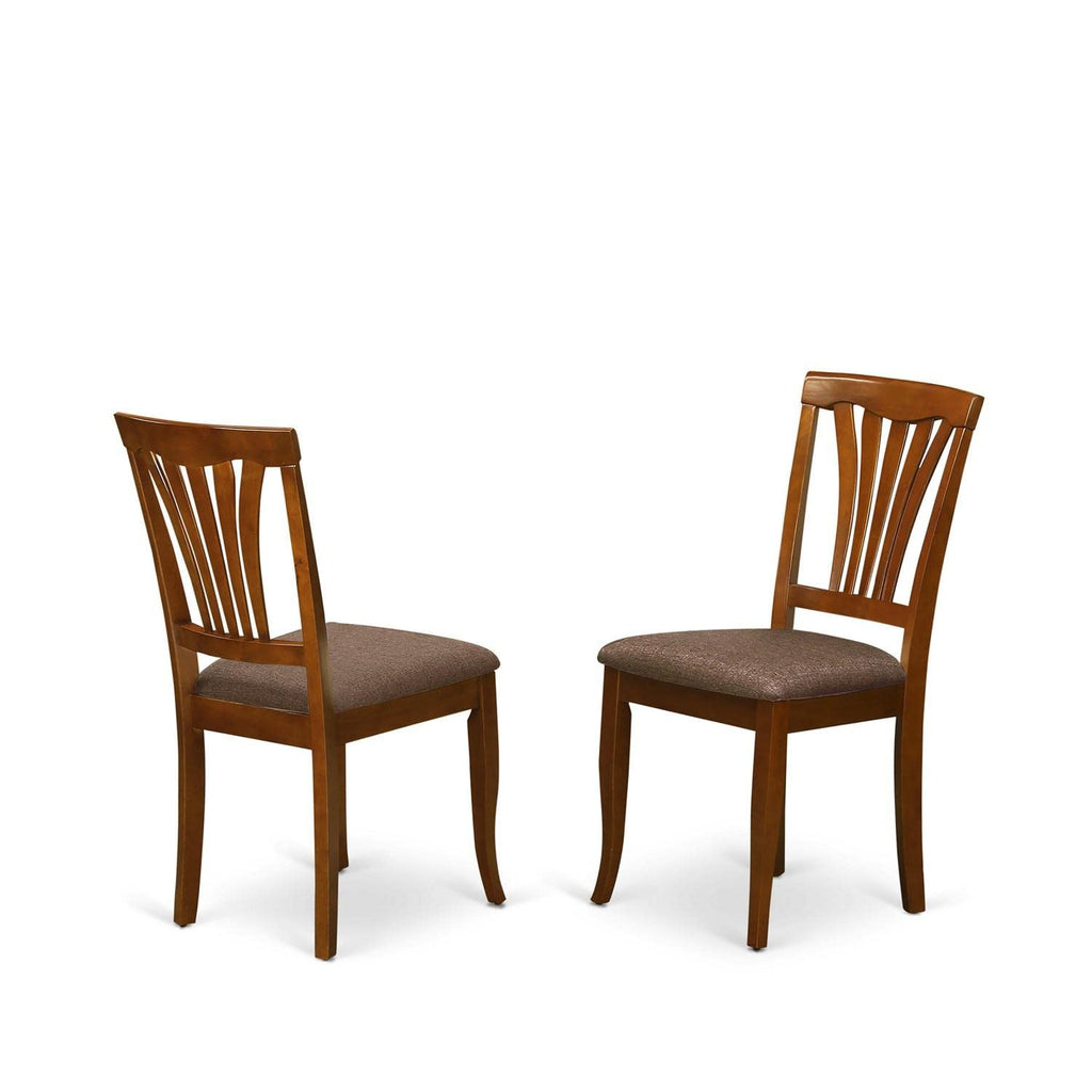 East West Furniture MLAV5-SBR-C Milan 5 Piece Room Set Includes a Rectangle Kitchen Table with Butterfly Leaf and 4 Linen Fabric Upholstered Dining Chairs, 36x54 Inch