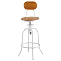 Adjustable Swivel Stool with Back  White
