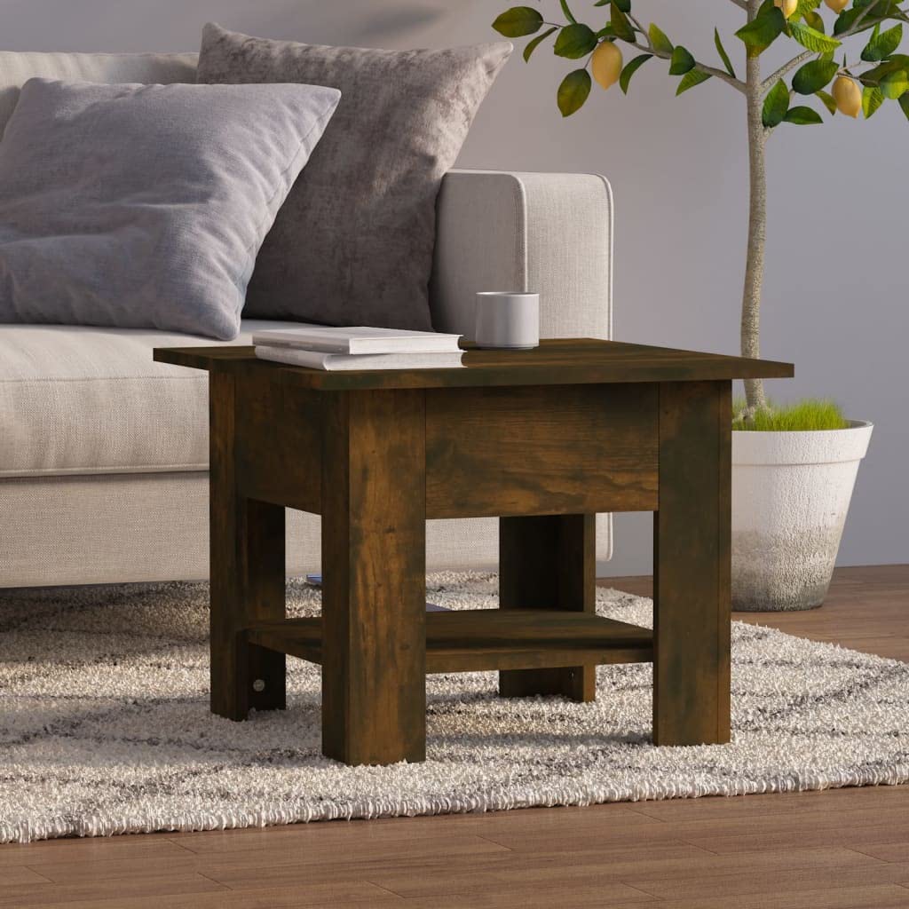 Coffee Table Smoked Oak 21.7&quot;X21.7&quot;X16.5&quot; Engineered Wood