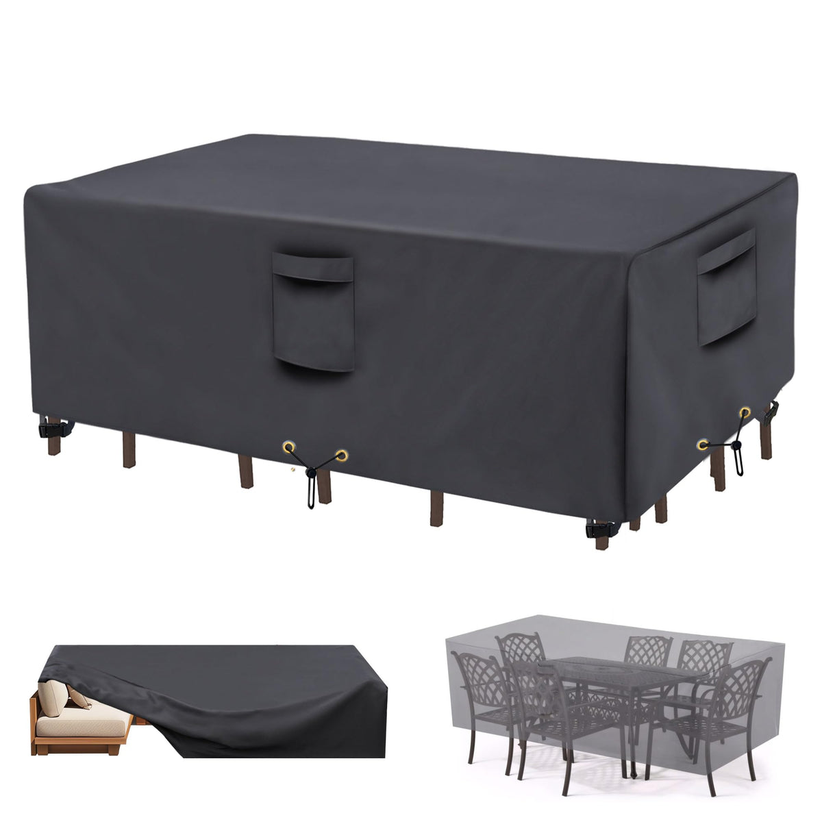 Cnczmh Patio Furniture Covers, Waterproof Outdoor 600D Heavy Duty Round Patio Table Cover For Outside Dining Table And Chairs Se