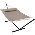Anow 2 Person Hammock With 12Ft Stand, Heavy Duty Hammock With Stand For Outdoors, 450 Lbs Weight Capacity, Light Brown