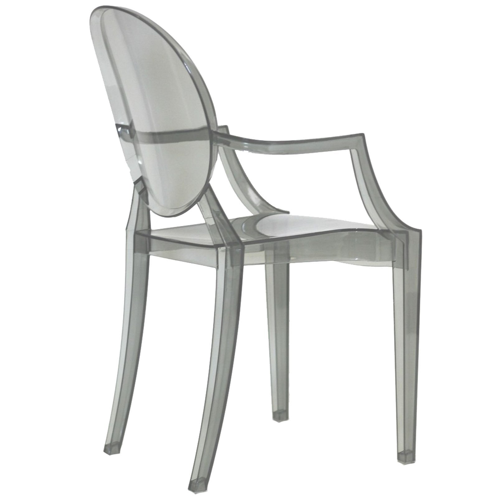 Modway Casper Modern Acrylic Stacking Two Dining Armchairs In Smoke