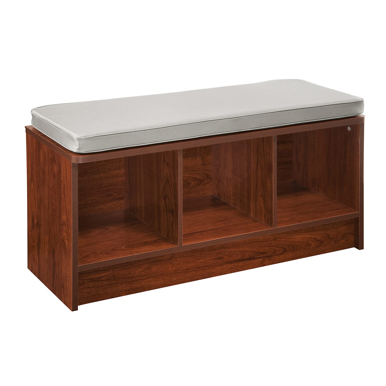 Closetmaid 1633 Cubeicals 3-Cube Storage Bench, Dark Cherry With Gray Cushion