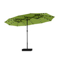 Phi Villa 15Ft Large Patio Umbrella With Solar Lights, Double-Sided Outdoor Market Rectangle Umbrellas With 36 Led Lights, Umbre