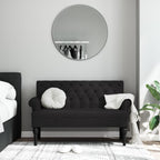 vidaXL 47" W Small Loveseat, Fabric Chesterfield Sofa with Button Tufting & Rolled Armrests for Small Spaces, 2 Seater Couch for Living Room & Bedroom, Black