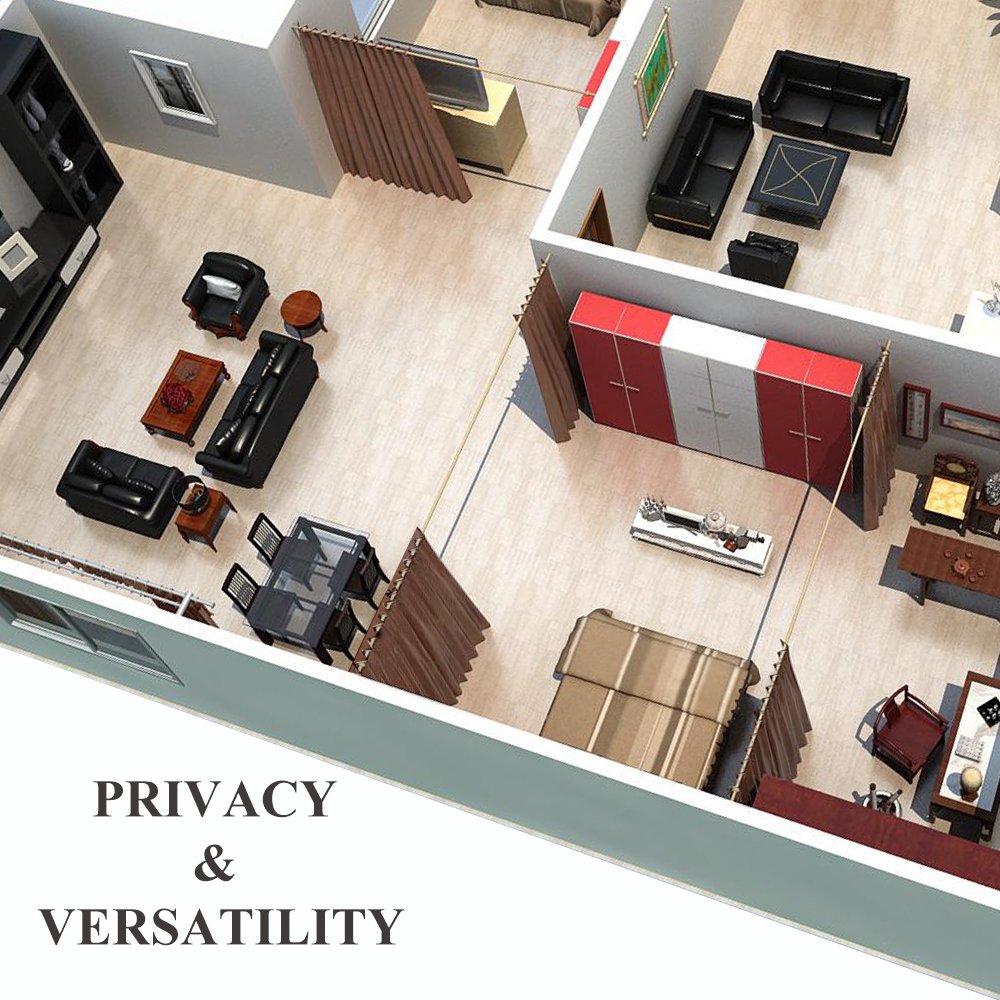 Nicetown Privacy Room Divider Curtain Screen Partitions, Sound Blocking Blackout Room Divider Patio Door Curtain Panel For Glass