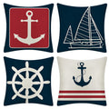 Jotom Set Of 4 Decorative Cushion Covers Square Nautical Sailing Throw Pillow Covers Home Decor Design Set Covers Cushion Case F