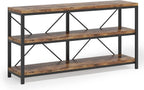 Tribesigns 55 Inches Long Sofa Table With Storage Shelves, 3 Tiers Industrial Rustic Console Table With Open Shelves, Three Decorative Shelf, Open Tv Shelf For Living Room, Hallway, Book