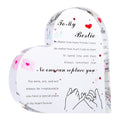 Acrylic Heart Gift for Bestie Inspirational Quotes Table Decor Sign Acrylic Paperweight Birthday Gifts New Year Present Back to 