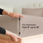King Size Fitted Bed Sheet - Hotel Luxury Single Fitted Sheet Only - Fits Mattress Up To 16 - Extra Soft, Wrinkle Free, Breathable, And Cooling - Bottom Fitted Sheet - Wheat Single Fitted Sheet Only