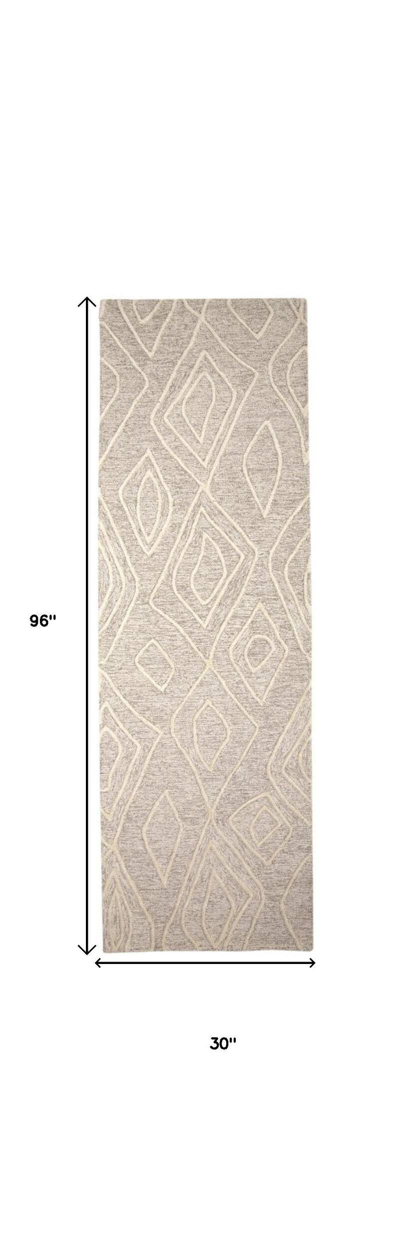 HomeRoots 511871 10 x 13 ft. Tan & Ivory Wool Geometric Hand Tufted Handmade Stain Resistant Rectangle Area Rug