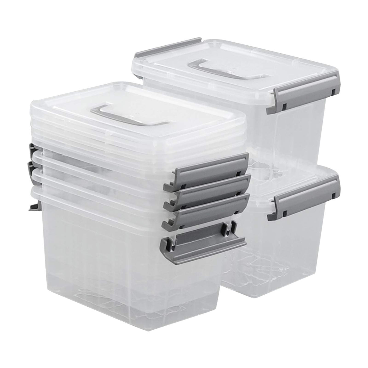 Minekkyes 3 Quarts Plastic Storage Container Bin with Latching Lid, 6 Pack