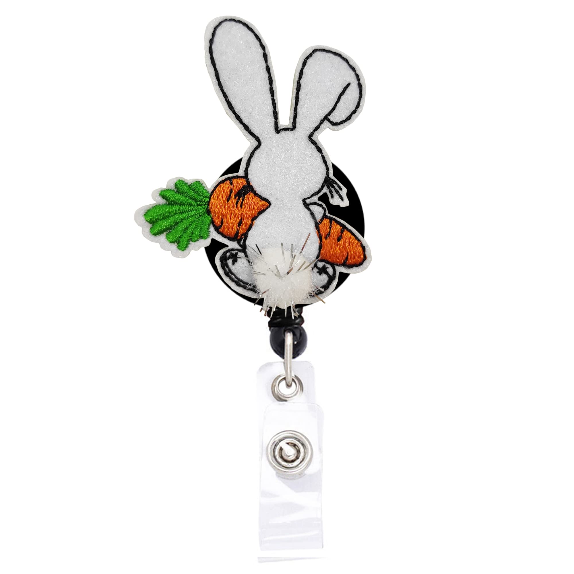 Reelfun Easter Bunny Cute Rabbit Retractable Badge Reel Id Tag, With Alligator Clip,24In Nylon Cord, Nurse Office Employee Name