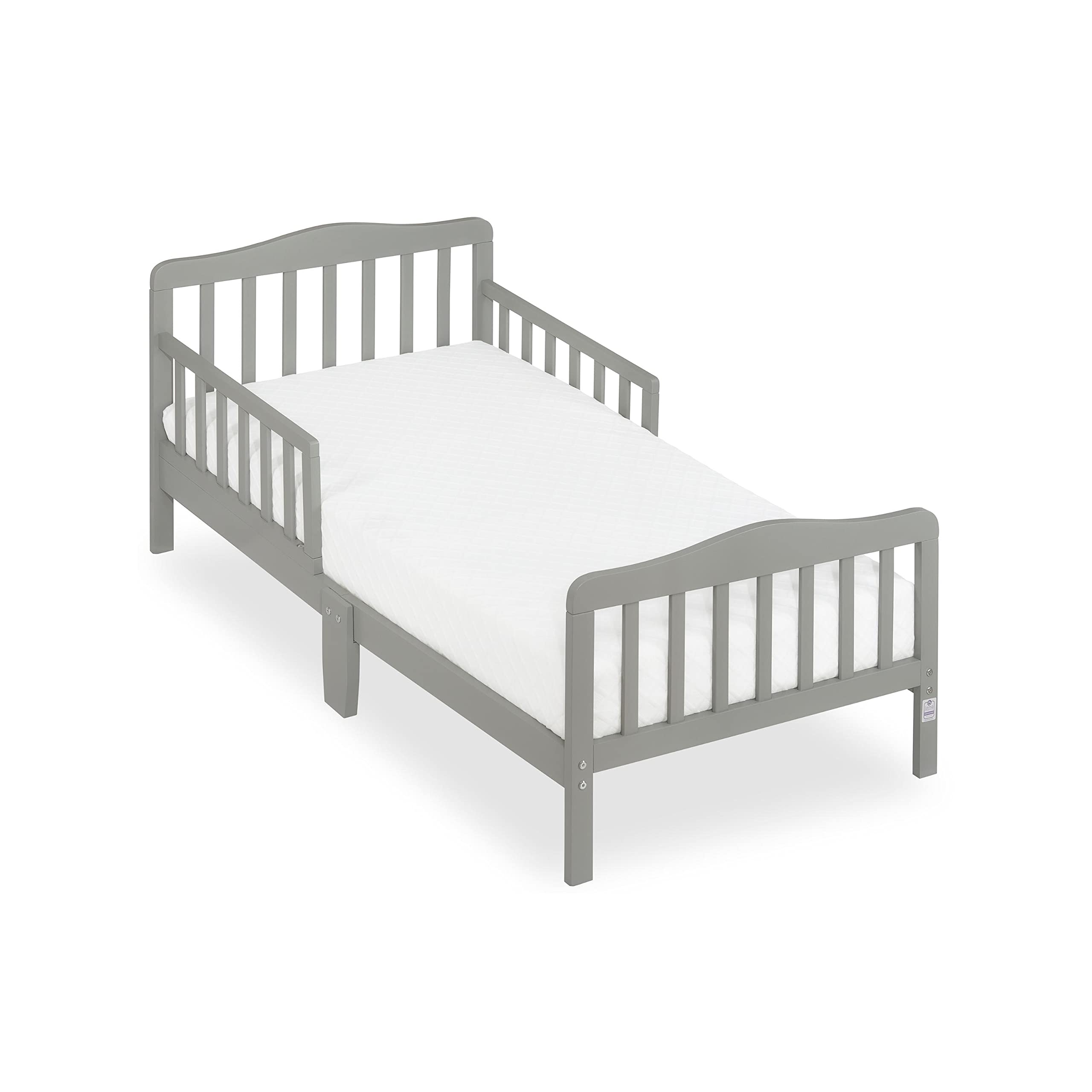 Dream On Me Classic Design Toddler Bed In Cool Grey, Greenguard Gold And JPMA Certified, Low To Floor Design, Two Side Safety ra