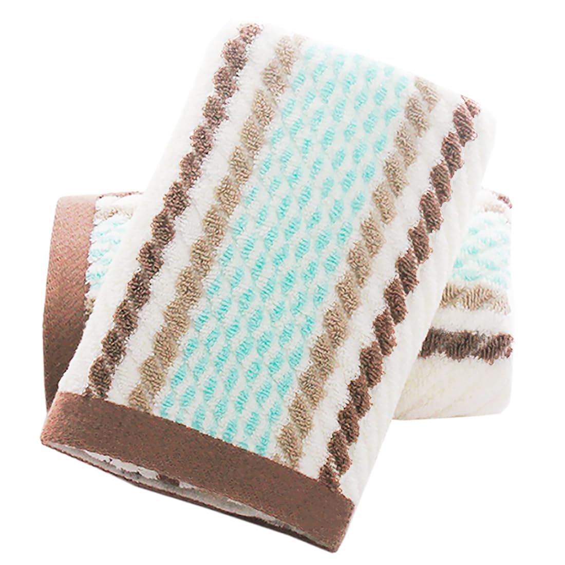 Pidada Bath Hand Towel Set of 3 Striped Pattern 100% Cotton Soft Absorbent Decorative Towels for Bathroom (Brown)