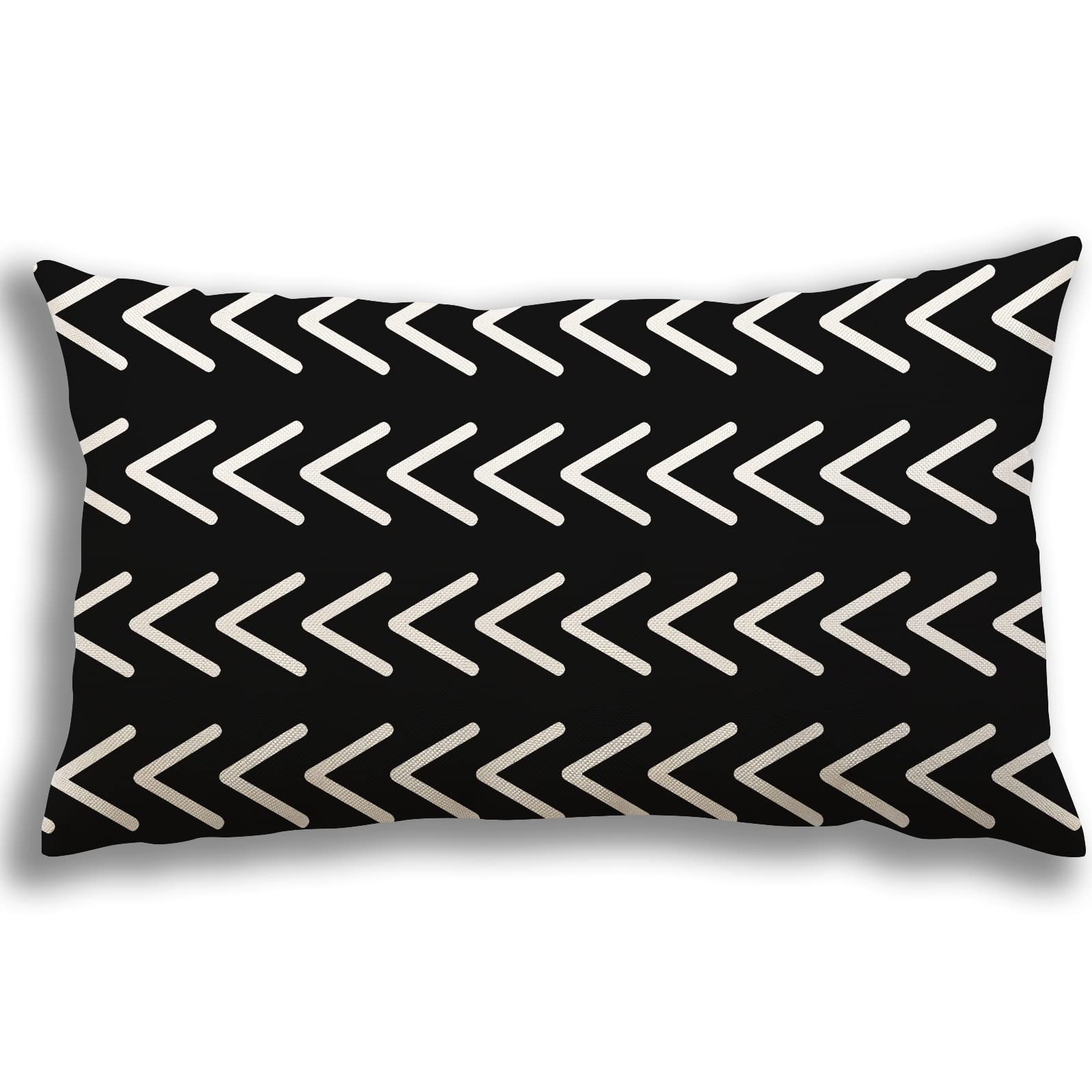 Ycoll Pillow Covers 22X22 Modern Sofa Throw Pillow Cover, Decorative Outdoor Linen Fabric Pillow Case For Couch Bed Car (Black,