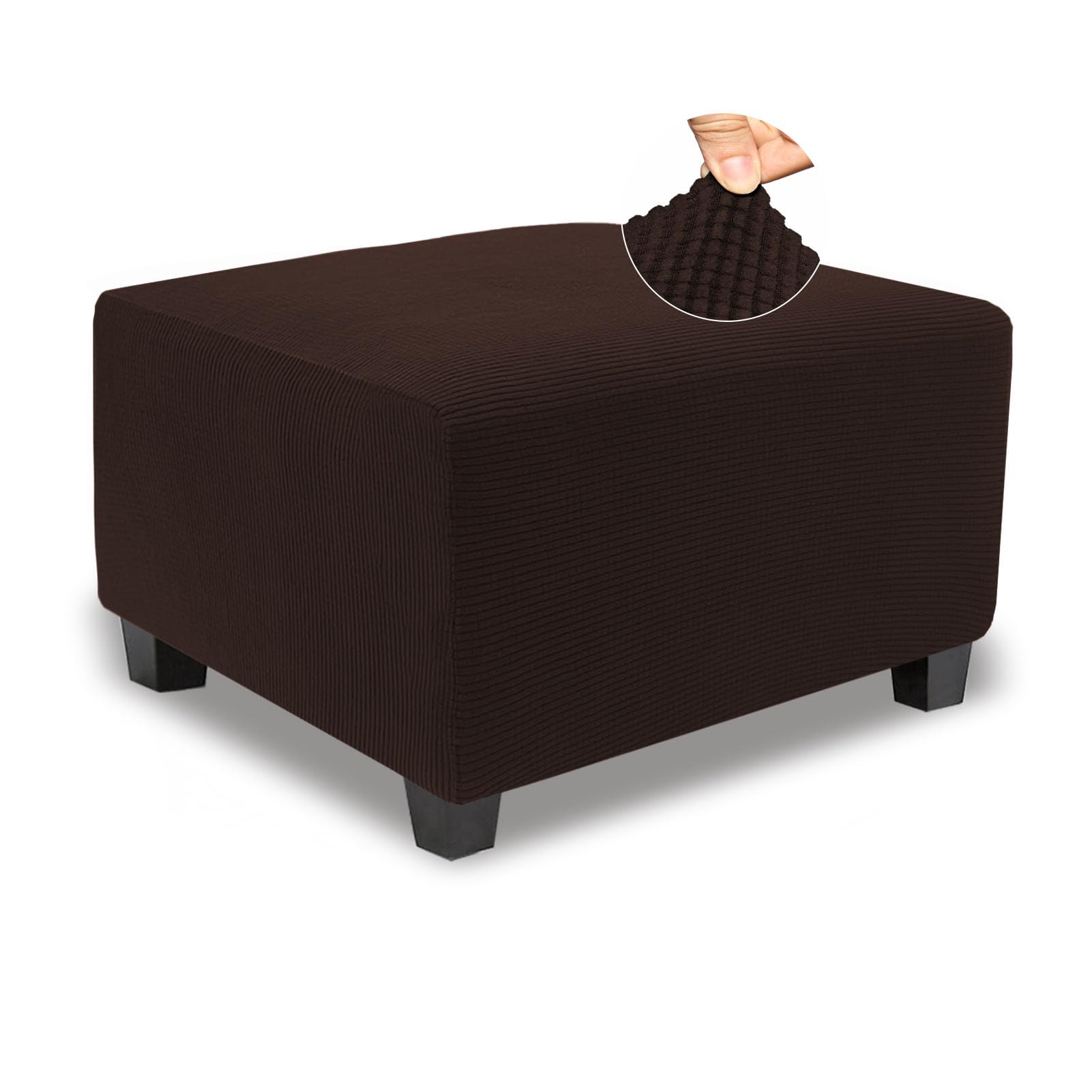 Necolorlife Stretch Ottoman Cover Square Oversized,Soft Knitted Jacquard Square Ottoman Cover,Thick Oversized Covers For Large S