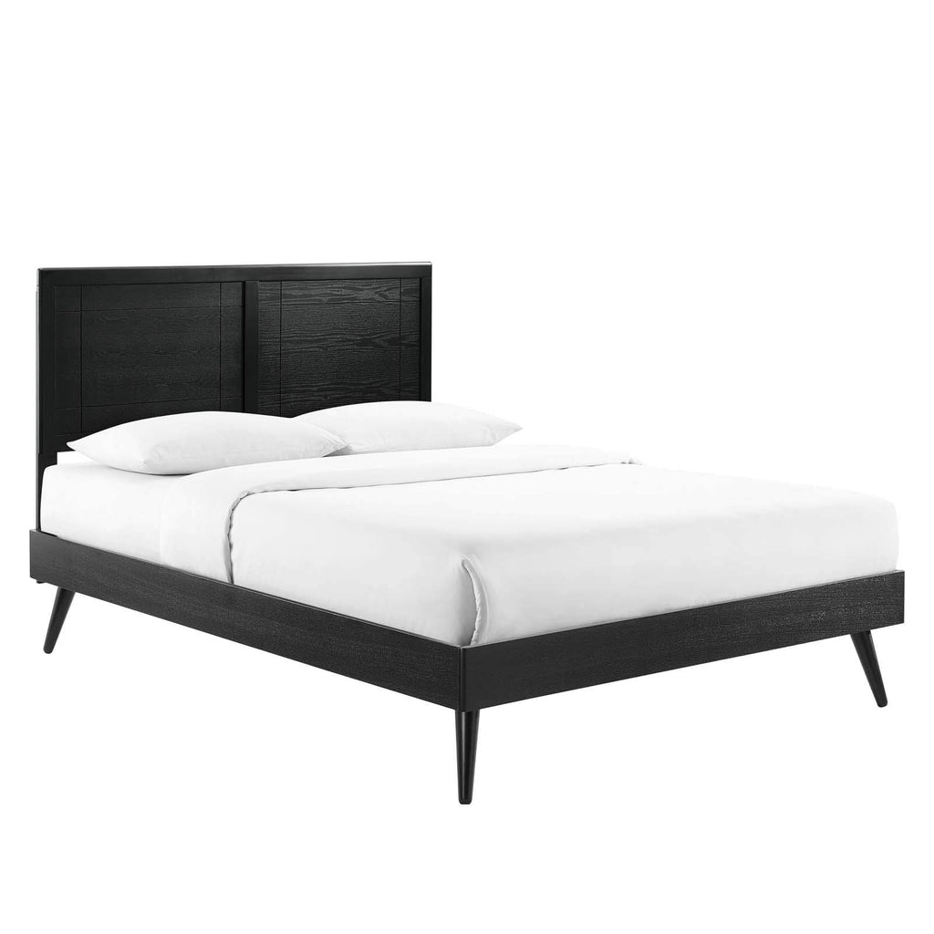 Modway Mod-6629-Blk Marlee King Wood Platform Bed With Splayed Legs, Black