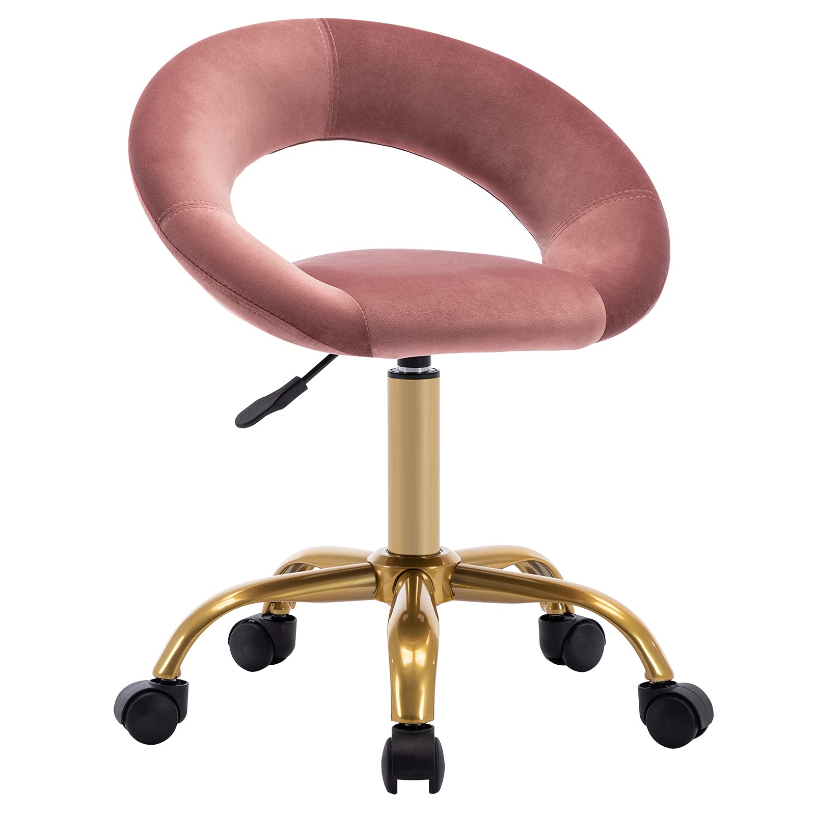DUHOME Swivel Rolling Chair, Velvet Home Office Chair Adjustable Hydraulic with Backrest for Salon Tattoo Office Massage Medical
