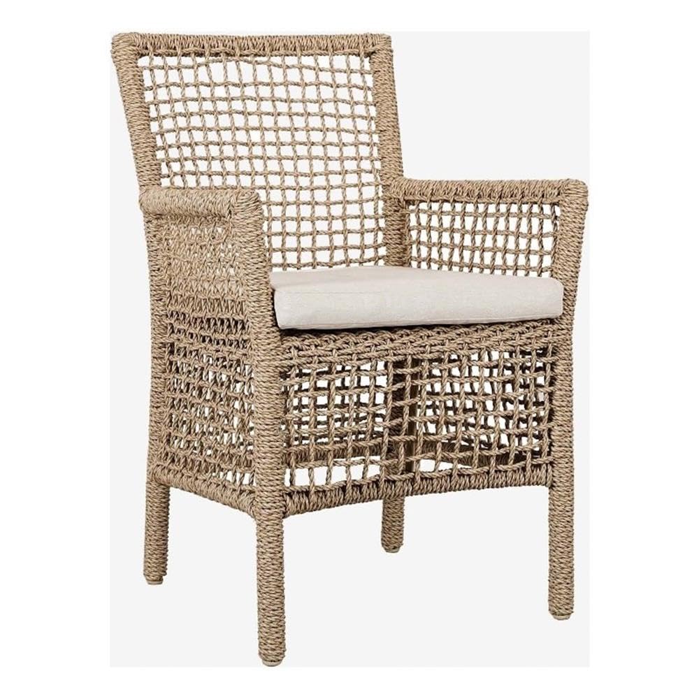 Kosas Home Brisbane 22" Olefin & Aluminum Outdoor Dining Chair in Natural Brown