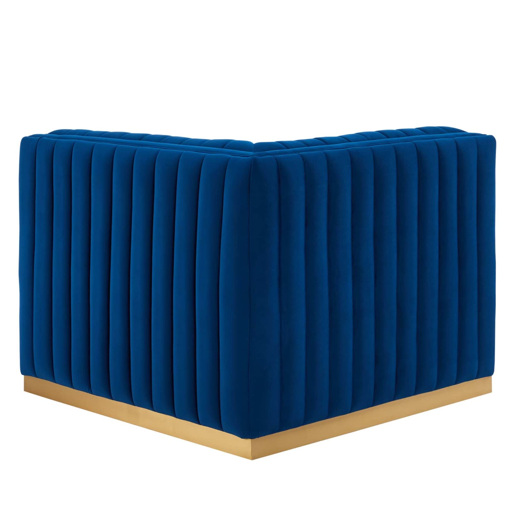 Modway Conjure Channel Tufted Performance Velvet Right Corner Chair in Gold/Navy